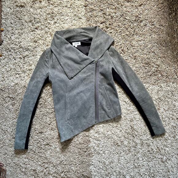 Helmut Lang Gray Lamb Leather Biker Moto Jacket Asymmetrical Women’s Size XS-S - Picture 2 of 15